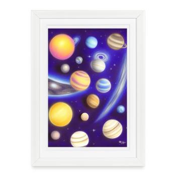 Espace et planètes - Affiche encadrée (27 × 37 cm) - blanc - Devant