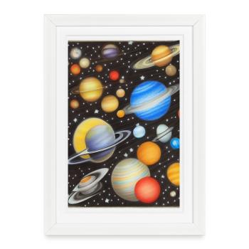 Espace et planètes - Affiche encadrée (27 × 37 cm) - blanc - Devant