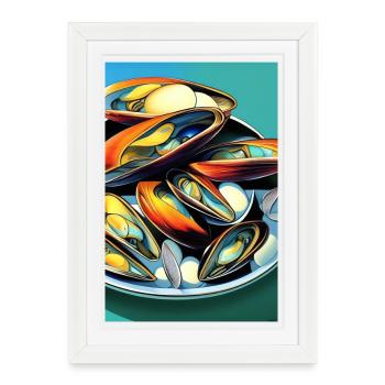 Mussels - Framed poster (27 × 37 cm) - white - Front