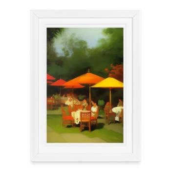 Café asiatique en plein air - Affiche encadrée (27 × 37 cm) - blanc - Devant