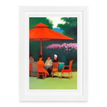 Café asiatique en plein air - Affiche encadrée (27 × 37 cm) - blanc - Devant