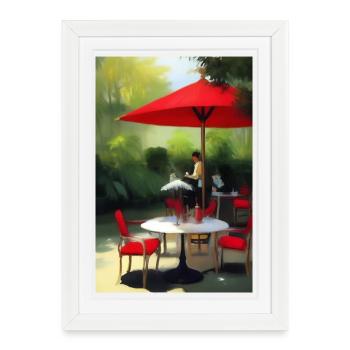 Café asiatique en plein air - Affiche encadrée (27 × 37 cm) - blanc - Devant