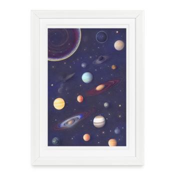 Espace et planètes - Affiche encadrée (27 × 37 cm) - blanc - Devant