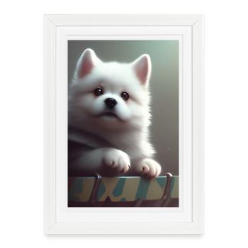 Chien - Affiche encadrée (27 × 37 cm) - blanc - Devant