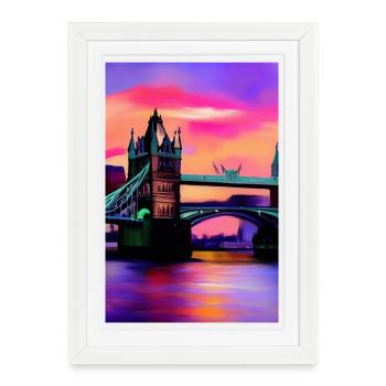 Ponts à Londres - Affiche encadrée (27 × 37 cm) - blanc - Devant