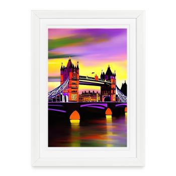 Ponts à Londres - Affiche encadrée (27 × 37 cm) - blanc - Devant