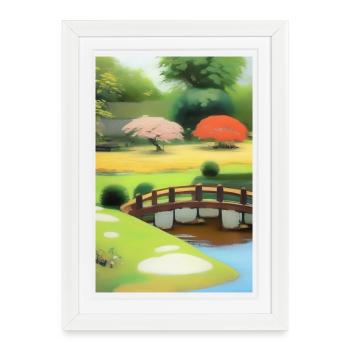 Jardin zen chinois - Affiche encadrée (27 × 37 cm) - blanc - Devant