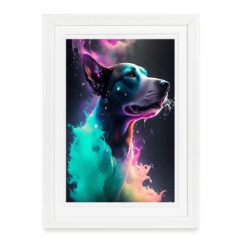 Chien mignon - Affiche encadrée (27 × 37 cm) - blanc - Devant