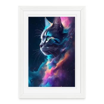Visage de chat - Affiche encadrée (27 × 37 cm) - blanc - Devant