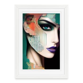 Art facial abstrait - Affiche encadrée (27 × 37 cm) - blanc - Devant