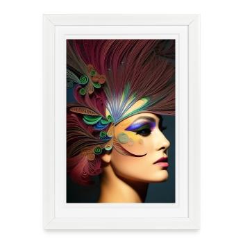 Art facial abstrait - Affiche encadrée (27 × 37 cm) - blanc - Devant