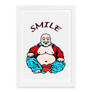 Yoga joyeux - Affiche encadrée (27 × 37 cm) - blanc - Devant