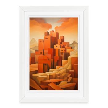 Desert Landscape, Desert Village - Framed poster (27 × 37 cm) - white - Front