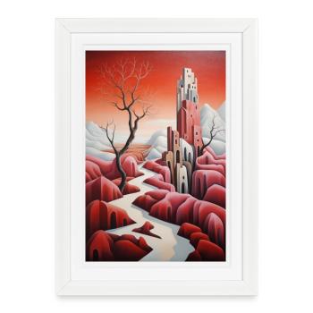 Snowy Fantasy Landscape - Framed poster (27 × 37 cm) - white - Front