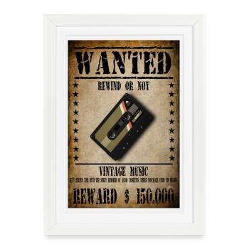 WANTED CASSETTE AUDIO - Framed poster (27 × 37 cm) - white - Front