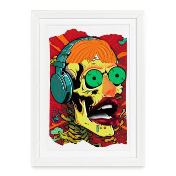 Music Skull Pop Art - Framed poster (27 × 37 cm) - white - Front