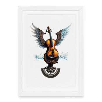 Magnifique violon élégant avec des ailes. - Affiche encadrée (27 × 37 cm) - blanc - Devant