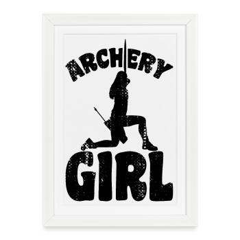 Tir à l’arc Filles - Affiche encadrée (27 × 37 cm) - blanc - Devant