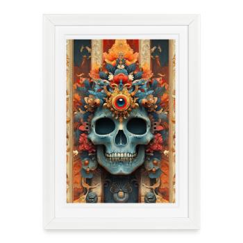 Flower Crown Skull with Third Eye - Framed poster (27 × 37 cm) - white - Front