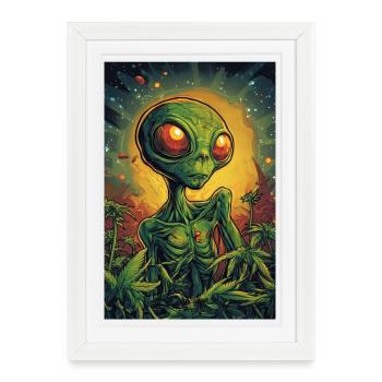 Œil néon extraterrestre de la jungle - Affiche encadrée (27 × 37 cm) - blanc - Devant