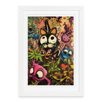 Colorful Cartoon Monster Graffiti - Framed poster (27 × 37 cm) - white - Front