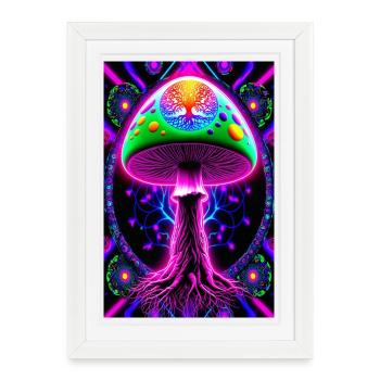 Champignon psychédélique - Affiche encadrée (27 × 37 cm) - blanc - Devant