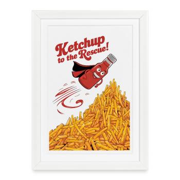 Le ketchup à la rescousse - Affiche encadrée (27 × 37 cm) - blanc - Devant