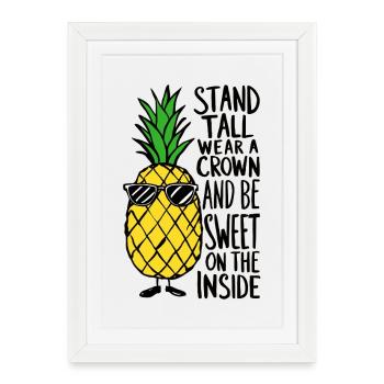 Cool Pineapple with "Stand Tall" - Framed poster (27 × 37 cm) - white - Front