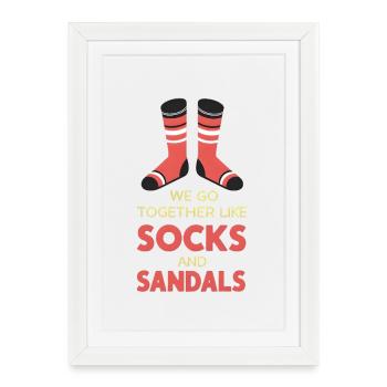 On va ensemble comme des chaussettes et des sandales - Affiche encadrée (27 × 37 cm) - blanc - Devant