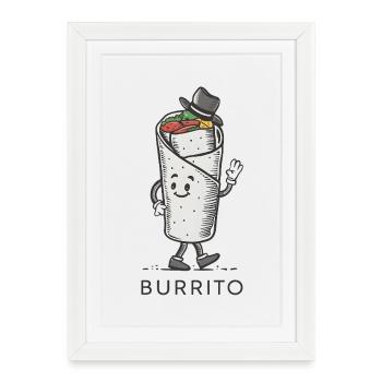 Conception de dessin animé Burrito - Affiche encadrée (27 × 37 cm) - blanc - Devant