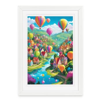 Panorama du village de ballons - Affiche encadrée (27 × 37 cm) - blanc - Devant