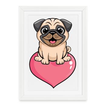 Pug - Framed poster (27 × 37 cm) - white - Front