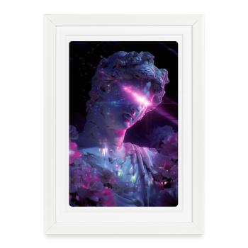 Vaporwave Glitch Punk David Statue - Affiche encadrée (27 × 37 cm) - blanc - Devant