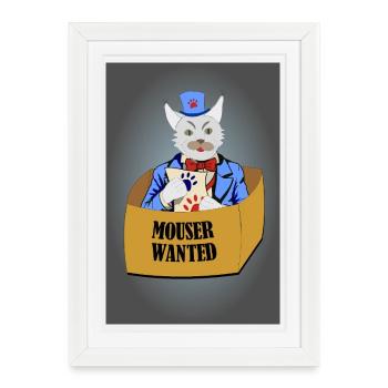 Funny cat picture - mouser wanted - Framed poster (27 × 37 cm) - white - Front