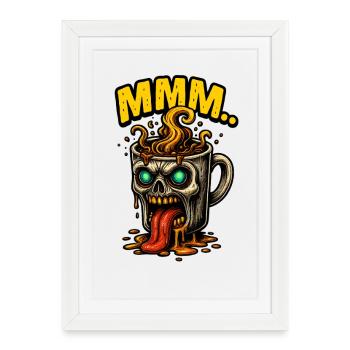 Tasse de café démoniaque MMM - Affiche encadrée (27 × 37 cm) - blanc - Devant