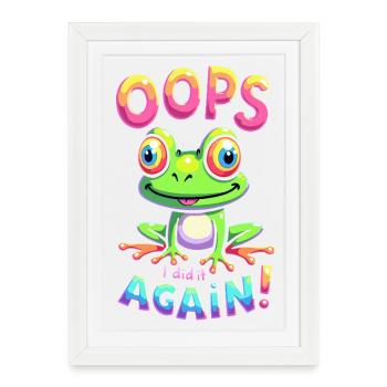 Colorful Frog with Optimistic Message - Framed poster (27 × 37 cm) - white - Front