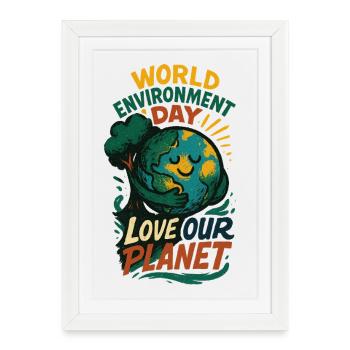 Earth Hugging Tree for World Environment Day - Framed poster (27 × 37 cm) - white - Front