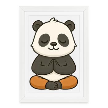 Mignon Panda Yoga Méditation Relaxation Chibi - Affiche encadrée (27 × 37 cm) - blanc - Devant