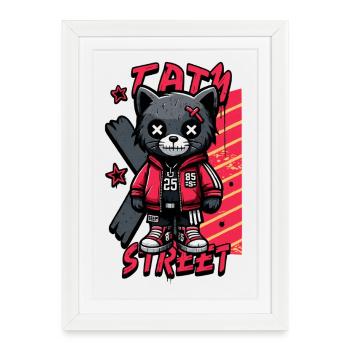 Tatty Street Cat Pullover Hoodie - Framed poster (27 × 37 cm) - white - Front