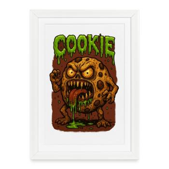 Monstre Zombie Cookie - Affiche encadrée (27 × 37 cm) - blanc - Devant