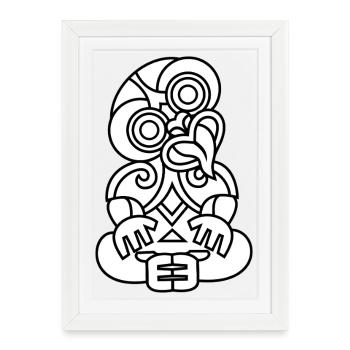 Hei Tiki Nouvelle-Zélande Maori - Affiche encadrée (27 × 37 cm) - blanc - Devant