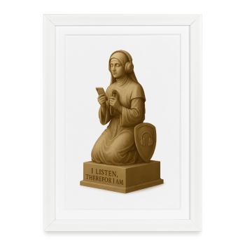 Meditative Listener Ghost Sculpture - Framed poster (27 × 37 cm) - white - Front
