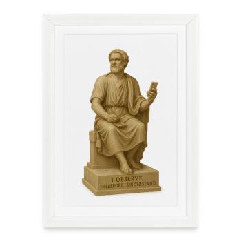 Ancient Philosopher Statue with Smartphone - Framed poster (27 × 37 cm) - white - Front