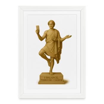 Philosophical statue with smartphone - Framed poster (27 × 37 cm) - white - Front