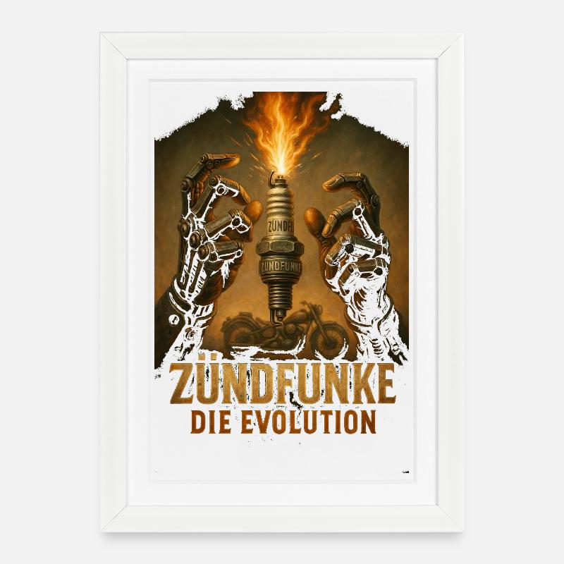 ZÜNDFUNKE – Die Evolution - Gerahmtes Poster (27 × 37 cm) - Weiß