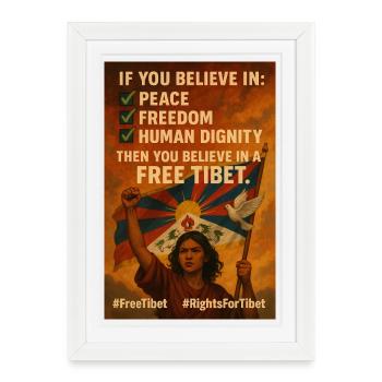 Marche du peuple tibétain pour la liberté - Affiche encadrée (27 × 37 cm) - blanc - Devant