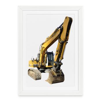 Excavator - Framed poster (27 × 37 cm) - white - Front