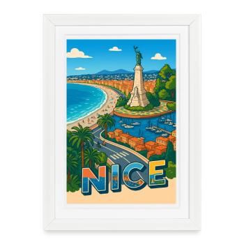Nice Iconic View with Statue and Sea - Framed poster (27 × 37 cm) - white - Front