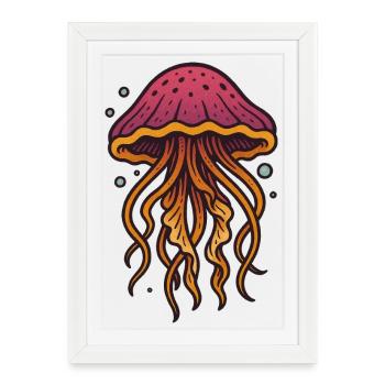 Art océanique vibrant de méduses - Affiche encadrée (27 × 37 cm) - blanc - Devant