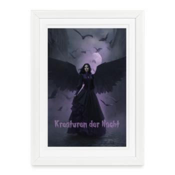 Créature nocturne aux ailes noires - Affiche encadrée (27 × 37 cm) - blanc - Devant